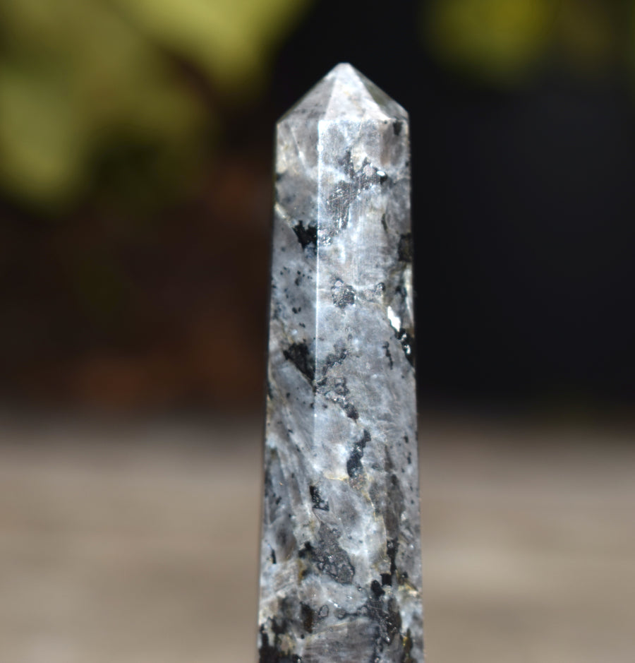 Norwegian Larvikite Crystal Obelisk Wand + Cleansing & Charging Kit for Grounding, Patience & Protection
