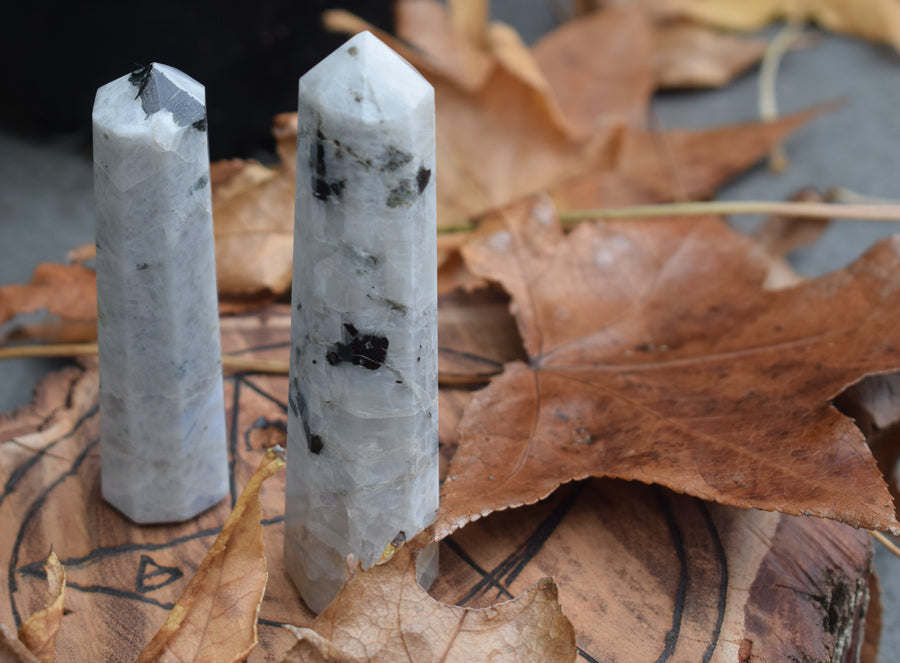 Rainbow Moonstone Crystal Obelisk + Cleansing & Charging Kit for Confidence & Compassion