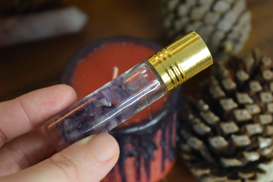 SMALL LOVE SPELL KIT Amethyst Witches Kiss Anointing Oil + Berry Passion Candle + Bronze Hare Familiar Figurine + Rose Incense Sticks + Come to Me Spell Instructions + Midnight Suitcase