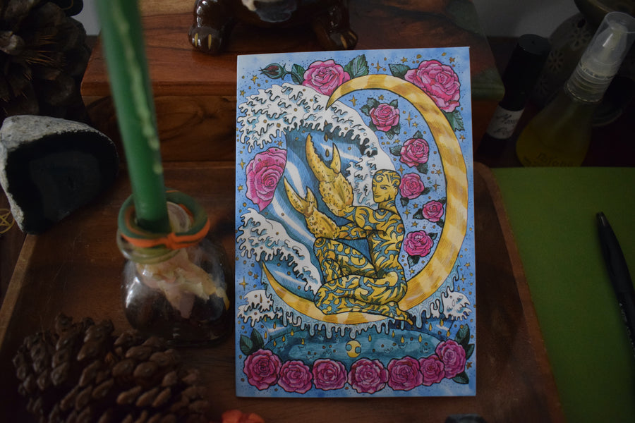 Gate of Souls CANCER Water Element Stunning Astrology Artwork Blank GREETING CARD & Envelope