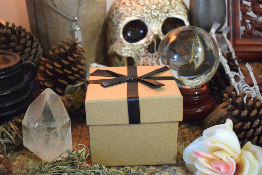 SMALL CAULDRON KIT with Bronze Censer & Lid + White Sand + Charcoal Briquettes + Frankincense Resin + Ribboned Gift Box