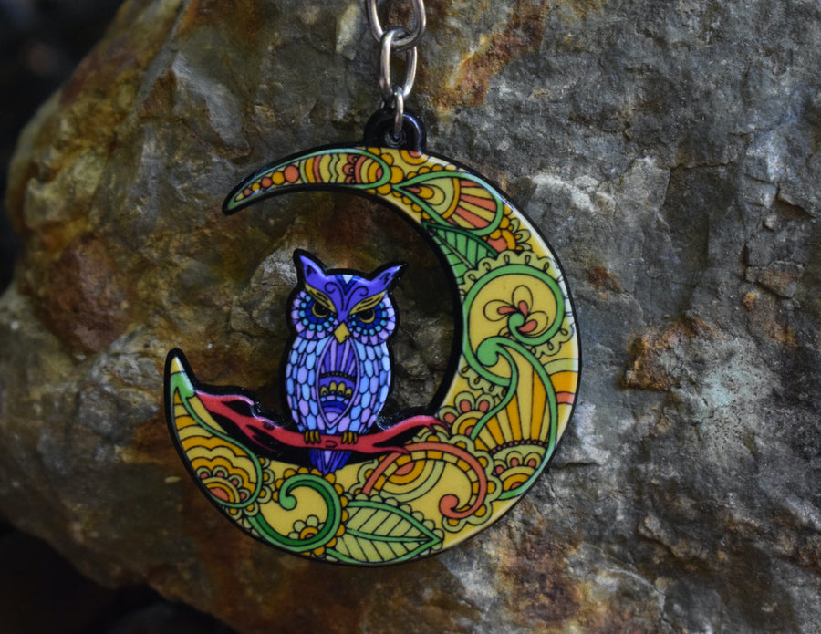 Three Owl Key Ring Talisman Set For Luck, Psychic Power & Wisdom