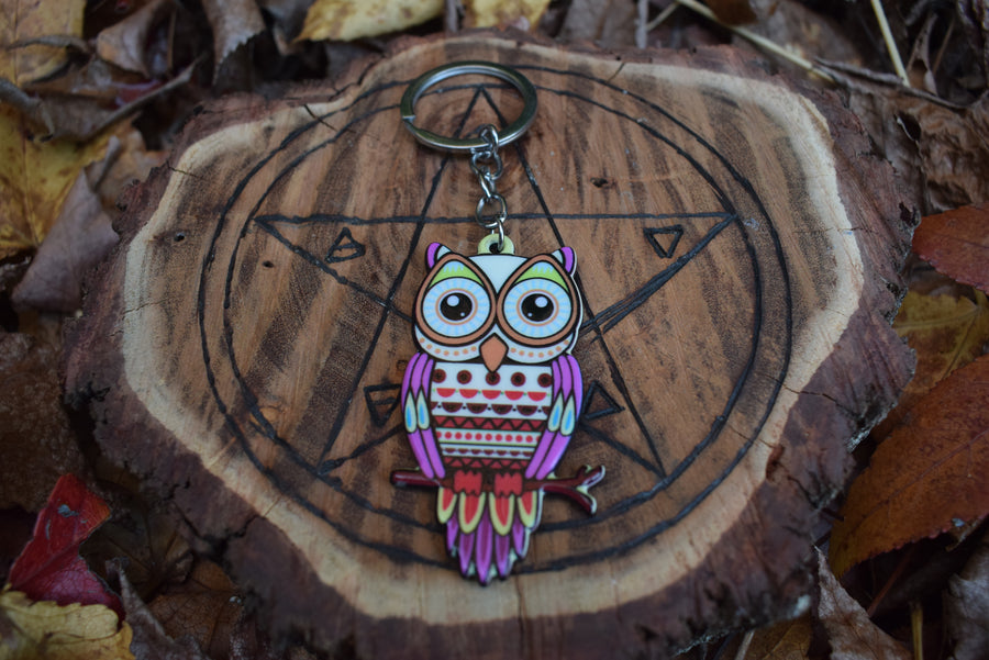 Three Owl Key Ring Talisman Set For Luck, Psychic Power & Wisdom