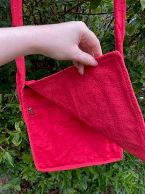 Red Plush Velvet Pentagram Shoulder Bag