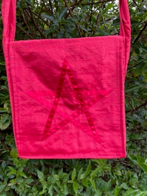 Red Plush Velvet Pentagram Shoulder Bag