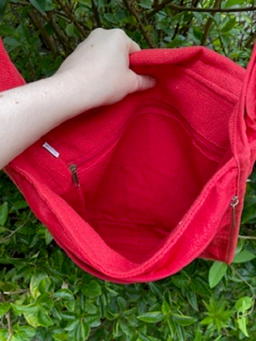Red Plush Velvet Pentagram Shoulder Bag