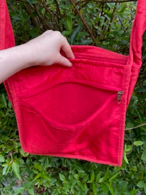 Red Plush Velvet Pentagram Shoulder Bag