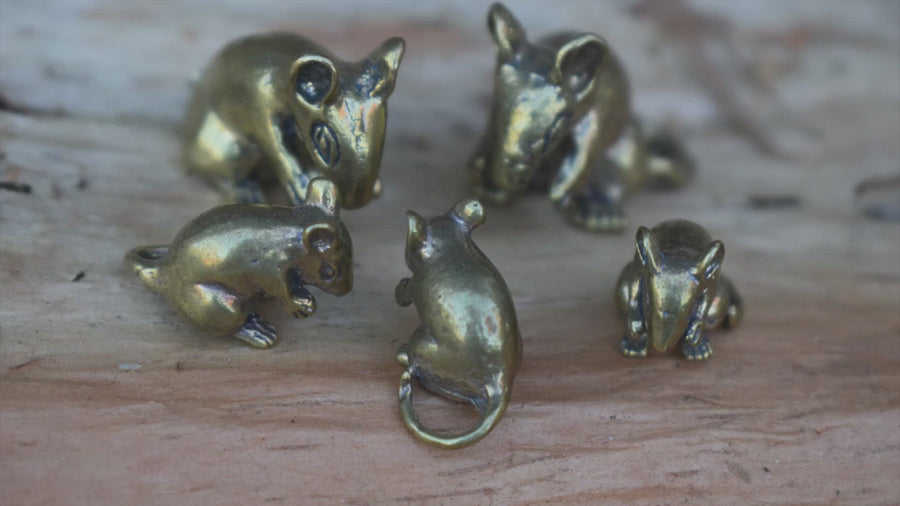 Mini Solid Bronze Rat Ornament