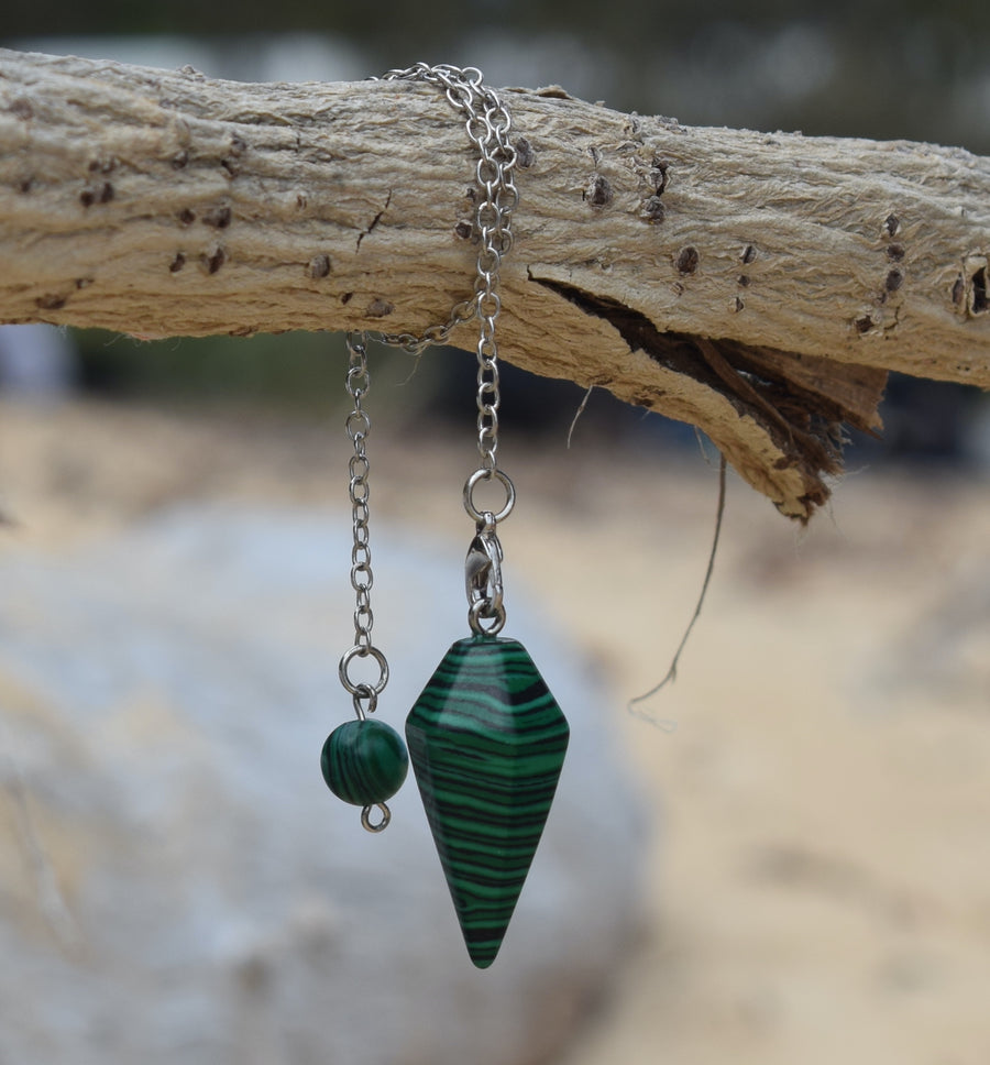 Green Malachite Pendulum for Dowsing and Divination