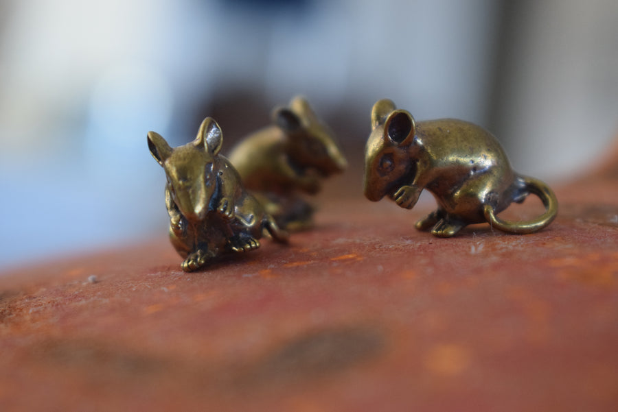 Mini Sacred Mouse Solid Bronze Ornament