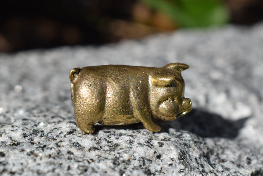 Mini Solid Bronze Pig Ornament