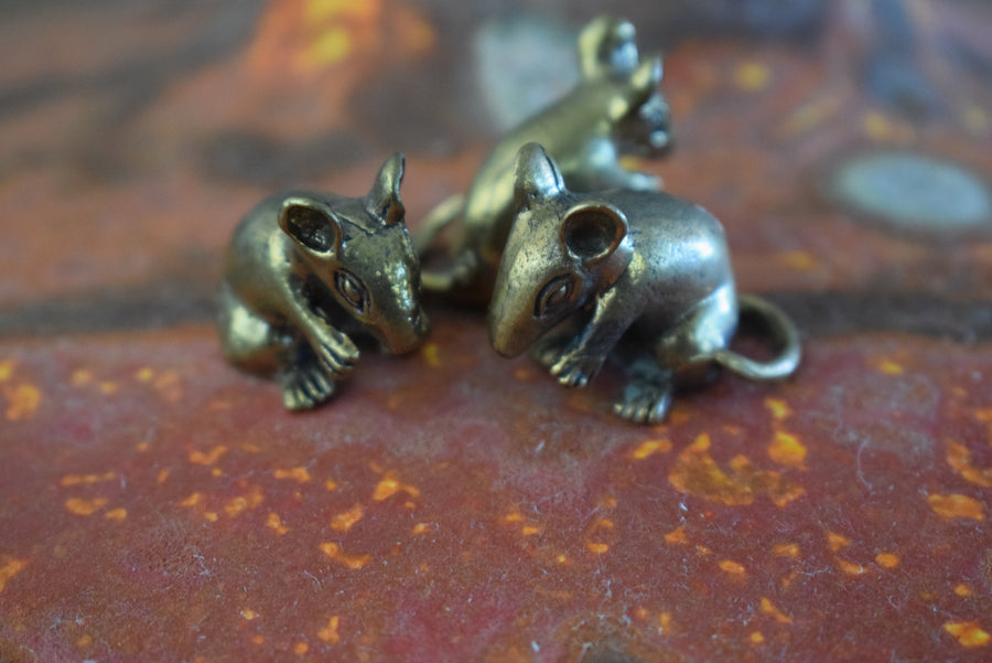 Mini Solid Bronze Rat Ornament