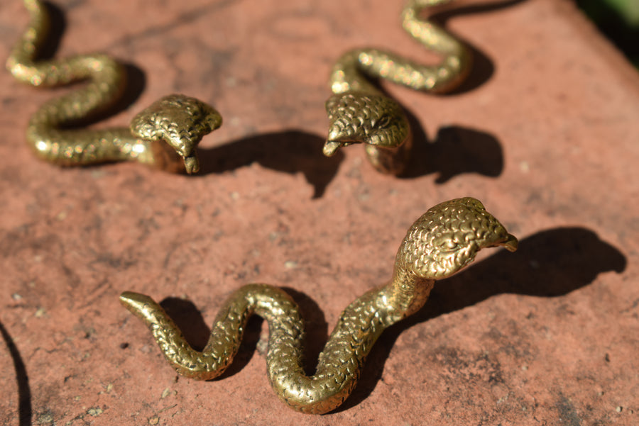 Mini Solid Bronze Snake Ornament