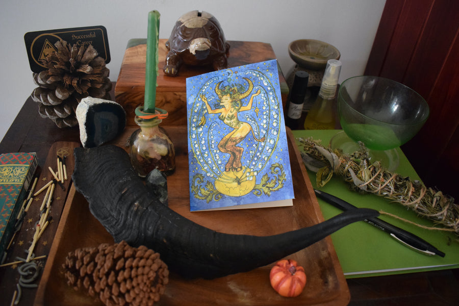 Elen of the Ways TAURUS Earth Element Stunning Astrology Artwork Blank GREETING CARD & Envelope