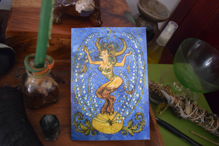 Elen of the Ways TAURUS Earth Element Stunning Astrology Artwork Blank GREETING CARD & Envelope