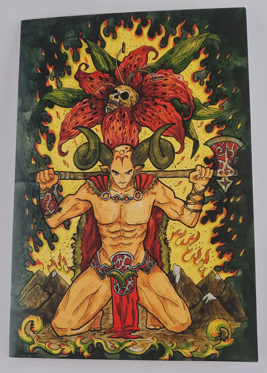 THE HORNED GOD Emperor ARIES Fire Element Astrology Horoscope Star Sign Blank GREETING CARD & Envelope